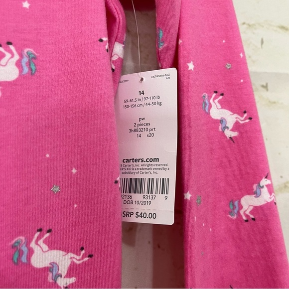 Carters Pink Unicorn Glitter Long Sleeve Dress - Picture 9 of 9